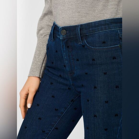 NWT Talbots Dark Denim Jeggings With Flocked Bows - Picture 3 of 8